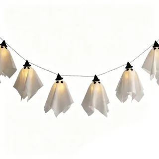 Elfeland Halloween Ghost LED String Lights Warm Light USB Powered LED Ambience String Lights for Indoor Outdoor Holiday