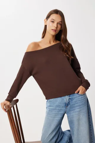 Asymmetrische Kragen Lockere Passform Bluse