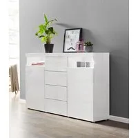 borchardt Möbel Highboard Kapstadt mit Push-to-open-Funktion, Hochglanzdekor, Kommode, Sideboard, Breite 139 cm, 2 Türen, 4 Schubkästen, Modernes Design made in Germany