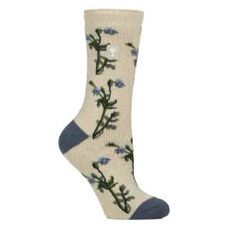 Damen Thermo-Socken | Dünne Fleece-Socken mit floralem Muster
