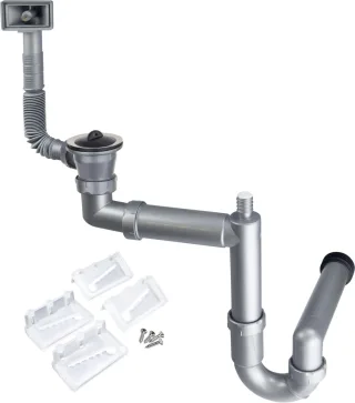 Neuesbad Siphon für 1-Becken Edelstahl LAY-ON SINKS, 2'' mit Überlauf IN Becken NB1DEZXY99231