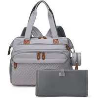 Luckice Wickeltasche Wickelrucksack,Multifunktionale Wickeltasche-Rucksack für unterwegs (Große Reise-Wickeltasche mit Isoliertasche und tragbarem Wickelpad für Mama und Papa – Grau)
