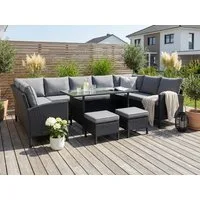 KONIFERA Gartenlounge-Set »Miami«, (Set, 22-tlg., 3x 3er Sofabank, Tisch 66x120x74 cm, 2 Hocker, inkl. Auflagen), Stahl/Polyrattan