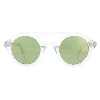 Moncler Runde Unisex Kristallgrüne Spiegelsonnenbrille