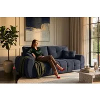 KONSIMO® 3-Sitzer Sofa HELLA mit Schlaffunktion, Einzelsofa, hergestellt in der EU, Mega große Liegefläche (190x153 cm), Wellfeder im Sitz und in der Rückenlehne, zwei Zierkissen, Bettkasten