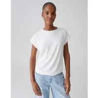 OPUS Kurzarmshirt Jerseyshirt aus ECOVERO™ Viskosemix Weiche Oberfläche, Pull-on, breiter Saum