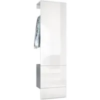 Vladon Garderoben-Set Carlton Set 5, (Wandgarderobe bestehend aus, mit integrierter Tür und 1 Kleiderstange), Anthrazit matt/Weiß Hochglanz (52 x 193 x 35 cm)