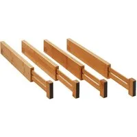 SO-TECH® Besteckeinsatz 4-teiliges ORGA-BOX Bambus Schubladen Trennsystem (Sparset, 4 St), 354 - 482 mm Schubladentrenner, mit Federmechanismus