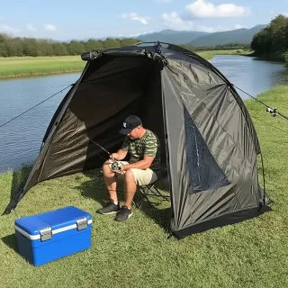 Xmund 1-2 Person Carp Fishing Tent Camping Tent, Outdoor Tent with No Bottom, Lightweight Quick Setup, for Beach Picnic