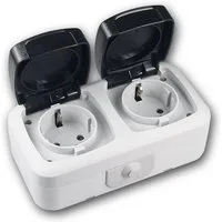 ChiliTec Steckdose Feuchtraum Doppel-Steckdose, IP44 250V~/ 16A