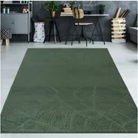 TeppichHome24 Teppich Schöner weicher Teppich mit Blattmuster in grün, rechteckig