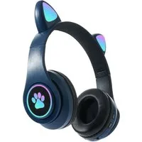 KINSI Bluetooth-Headset, Kopfhörer mit Katzenohren, RGB-LED-Leuchten Kinder-Kopfhörer (AVRCP-Bluetooth, HSP, A2DF Bluetooth, HSF 1.5, Katzenohr-Headset für Mädchen, kompatibel mit Tablet/Computer/Telefon)