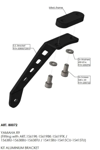 LeoVince Fußrasten Eliminator-Kit / Auspuffhalter für die Verwendung ohne Soziusrasten Yamaha YZF-R9