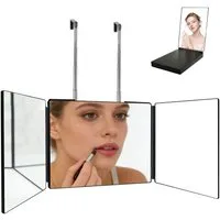 Nettlife Wandspiegel schwarz 90 cm 3-fach Klappspiegel Haken 360° drehbar Make-up-Spiegel (1-St), für Gesicht, Haare & Schminken zusammenklappbar & tragbar