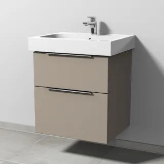 Sanipa 3way Waschtischunterbau zu Geberit iCon Waschtisch mit 2 Auszügen, Sandgrau-Matt UF65067