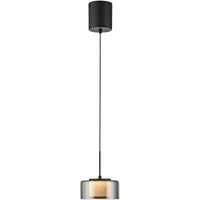 Paul Neuhaus LED Pendelleuchte RIKA, 1-flammig, Rauchfarben, Schwarz, Metall, Dimmfunktion, Memoryfunktion, LED fest integriert, Extra-Warmweiß, Lampenschirm aus Glas, Höhenverstellbar Ø 15 x H 180 cm