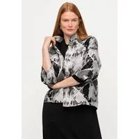 Ulla Popken Blusenblazer Blazer Jacquard-Karo-Design Stehkragen