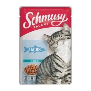Schmusy Ragout Nassfutter Katze Adult in Sauce Lachs 88x100 g