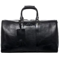SID & VAIN Reisetasche echt Leder Weekender groß schwarz FRANKLIN, Echtleder Reisegepäck für Damen & Herren, Sporttasche XL schwarz