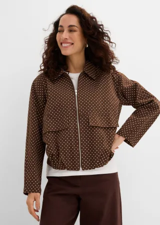 bonprix Übergangsjacke, braun, Gr.52, Übergangsjacke mit Ballonsaum aus reiner Baumwolle, aus 100% Baumwolle