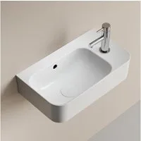 EMKE Aufsatzwaschbecken Waschbecken Oval Rund Wandmontage Waschtisch für Badezimmer/Gäste-WC, mini waschbecken 45cm