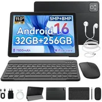 Happybe 11 Zoll Android 16, HD 1280x800, 7800mAh, Wifi 6, 128 GB/256GB Tablet (11", 256 GB, Android, 5 Kerne)