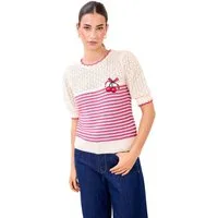 LIPSY T-Shirt Lipsy Strickoberteil mit Stickerei und Streifen (1-tlg)