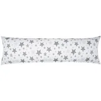 Heubergshop Seitenschläferkissenbezug, (1 Stück), 40x145cm 100% Baumwolle Sterne Kreise Punkte Schwarz Grau (KY590-1)
