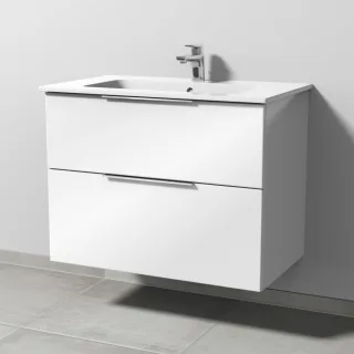 Sanipa 3way Waschtischunterbau zu Duravit ME by Starck Waschtisch mit 2 Auszügen, Weiß-Glanz UF72578