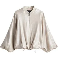 someday Jackenblazer natur,Casual,Leinen,Unifarben,Stehkragen,Lang,Weit
