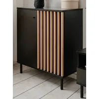 Furn.Design Kommode Biella (in schwarz und Eiche Artisan, 80 x 90 cm), Anti Fingerabdruck Beschichtung