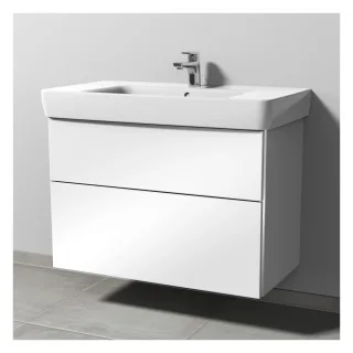 Sanipa 3way Waschtischunterbau zu Geberit Renova Plan Waschtisch mit 2 Auszügen, Weiß-Glanz BS88078