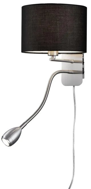 TRIO Wandleuchte Hotel 271170202 Nickel matt, Schirm schwarz, 1 x 3,1W LED, 310 lm, 3000K, 1 x E14