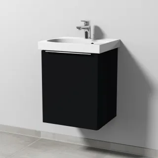 Sanipa 3way Waschtischunterbau zu Geberit Acanto Waschtisch mit 1 Tür, Schwarz-Matt UF41308