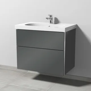 Sanipa 3way Waschtischunterbau zu Geberit Acanto Waschtisch mit 2 Auszügen, Anthrazit-Glanz BS41779