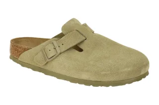Birkenstock 1025844 Boston BS Damen Pantoletten Gr?n Faded Khaki Anatomisches...