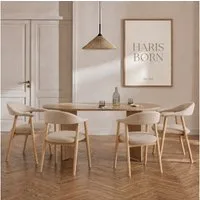 Haris Børn Esszimmerstuhl mit Armlehne (Massiv Eiche) - Polsterstühle für Esszimmer (Set, 4 St), Premium Esszimmer Stühle & Esstisch Stühle - Moderner Polsterstuhl