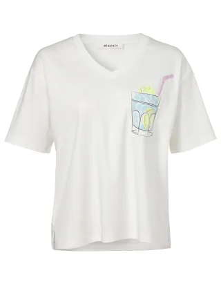 eiszeit - T-Shirt V-Ausschnitt 1/2 Arm Motiv offwhite multicolor - Gr. - 46