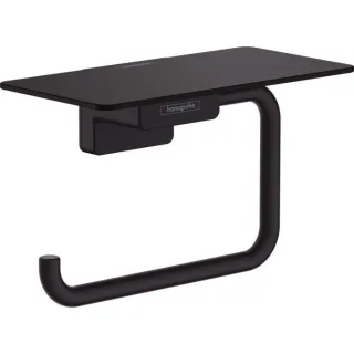 hansgrohe AddStoris Papierrollenhalter 41772670 mit Ablage, Wandmontage, Metall, mattschwarz
