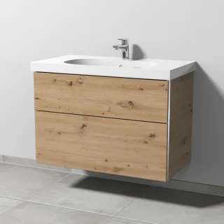 Sanipa 3way Waschtischunterbau zu Geberit Acanto Waschtisch mit 2 Auszügen, Eiche Natural-Touch BR41885