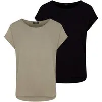 DENIMFY T-Shirt Damen Bluse DFJule Regular Fit 2er Pack (2-tlg) Kurzarm Top Shirt mit Rundhalsausschnitt aus 100% Viskose