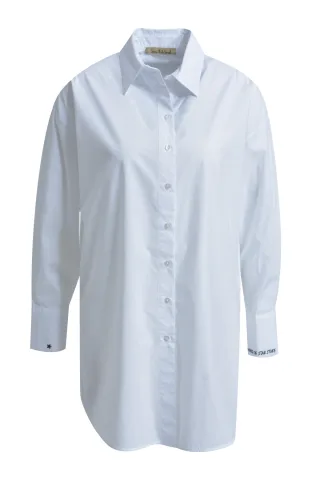 Smith&Soul - Oversize Shirt Blouse with Backprint white - Gr. - L