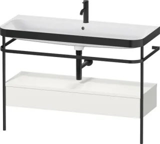 Duravit Happy D.2 Plus c-bonded Set mit Metallkonsole und Schubkasten Nordic Weiß Seidenmatt 1175x49 HP4744O39390000