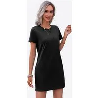Imily Bela Minikleid Damen Freizeitkleid mit Rundhalsausschnitt (Packung, 1-tlg., 1per-Pack) einfarbig