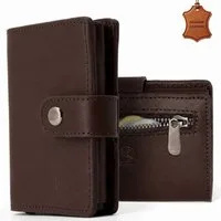 herémood Geldbörse Portemonnaie Damen & Herren, Leder Geldbörse Wallet mit RFID Schutz (Kartenetui mit Münzfach, Card Holder, Geburtstag Geschenk Papa & Mama, 1-tlg., Geldbörse Braun Unisex Wallets for Men Leder Kartenhalter Wallet), 11 Kartenfächer,