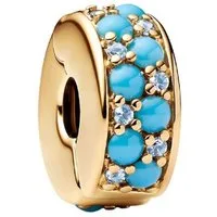 Pandora Charm-Einhänger 763902C01, Clip aquablau vergolde