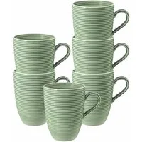 Seltmann Weiden Becher Seltmann Weiden Beat Salbeigrün Becher mit Henkel 0,35l 6er Set, Porzellan