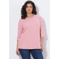 Ulla Popken Strickpullover Pullover Streifenstruktur Rundhals 3/4-Arm