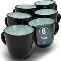 PURE LIVING INTERIOR DESIGN Geschirr-Set Pure Living Becher 6er 460ml »Ibiza«, Steingut, Salbeigrün, 6 Personen, Steingut, Mediterrane Handwerksoptik, Reaktive Glasur – jedes Stück einzigartig…