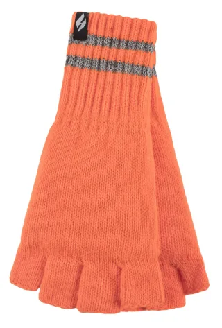 Herren gestrickt fingerlose reflektierende Handschuhe für den Winter | Wärmehalter | Thermal Hi Viz Arbeitshandschuhe - Orange